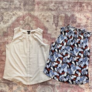 Ann Taylor & Ann Taylor Factory Sleeveless Blouse Lot L Polka Dot Floral Print
